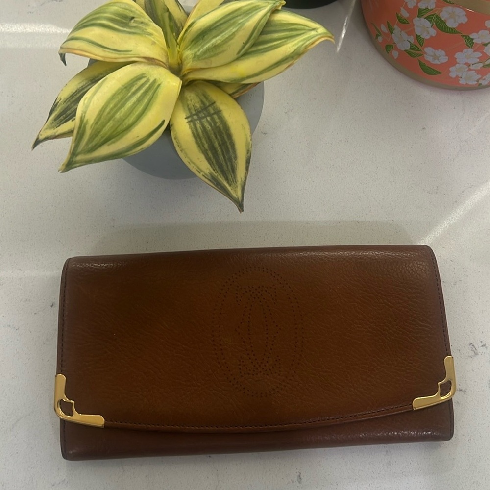 Cartier wallet Marcello leather Authentic.  Light brown. With 6 card holder